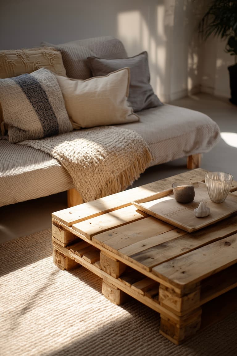 table basse palette diy idée déco petit budget salon cosy bois
