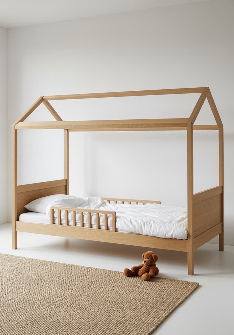 Un lit évolutif en bois massif, représentant un investissement durable et premium pour le mobilier structurant de la chambre.