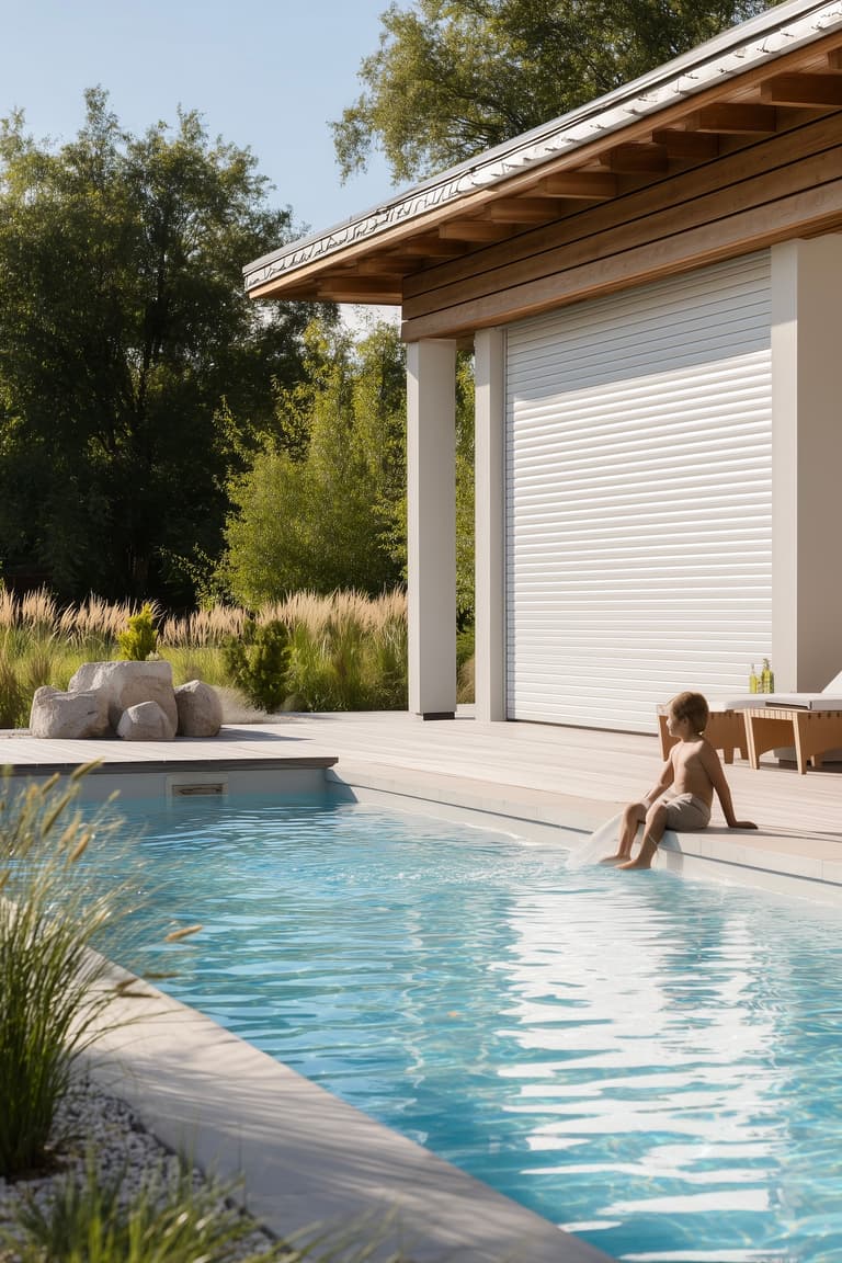 sécurité piscine volet fermé ouvert enfant jardin-famille