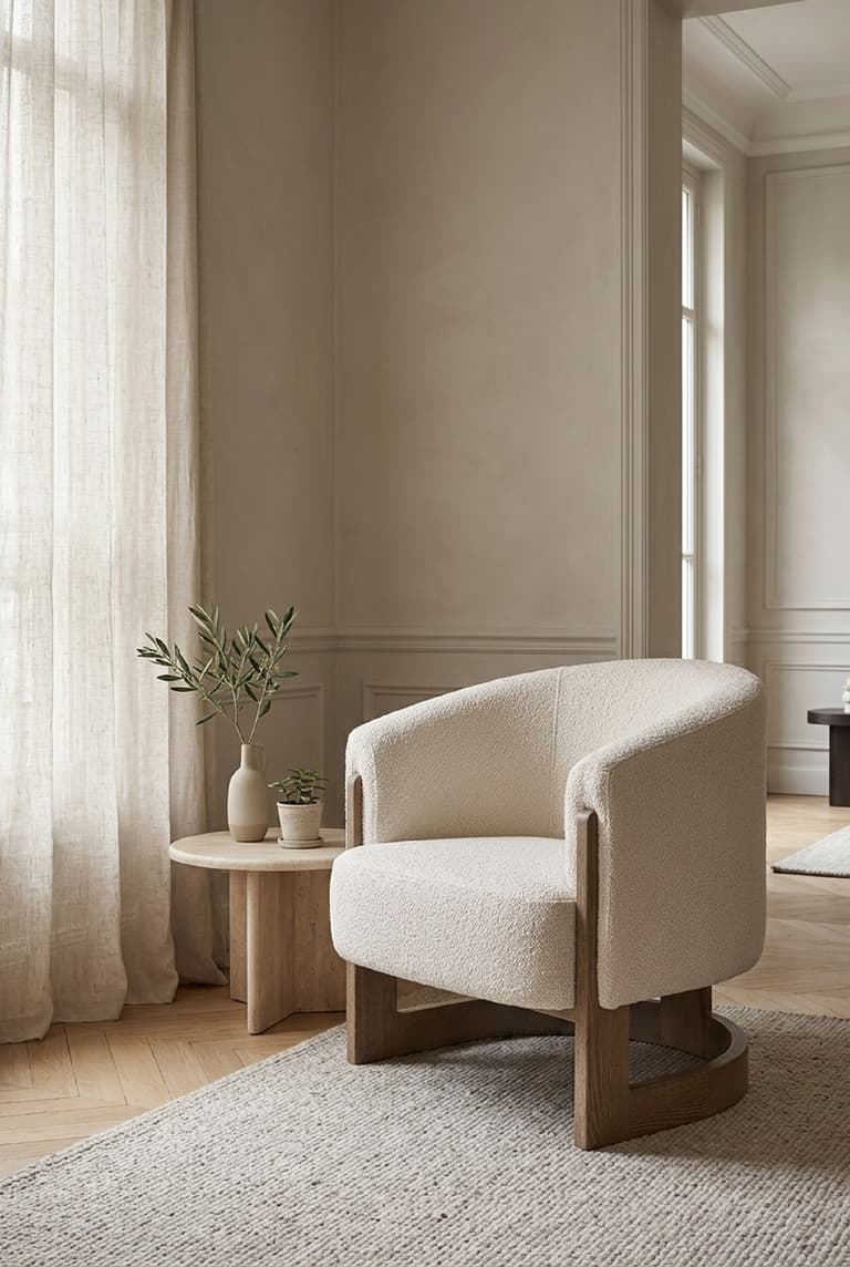 fauteuil arrondi design contemporain pas cher bois massif salon matière naturelle