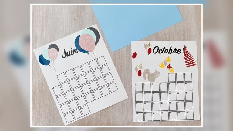 Deux calendriers muraux DIY décorés de ballons pour juin et de feuilles d’automne pour octobre