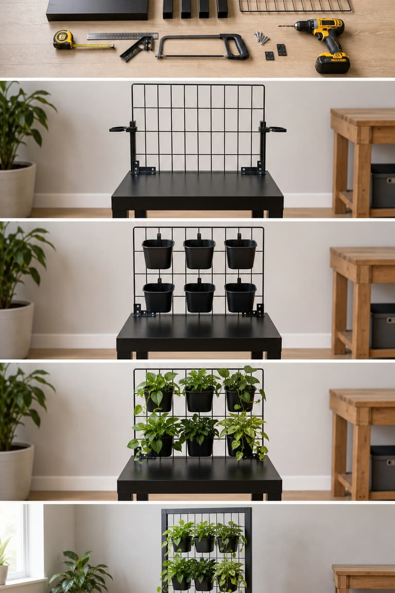 Étapes de création d’un jardin vertical avec une table Lack
