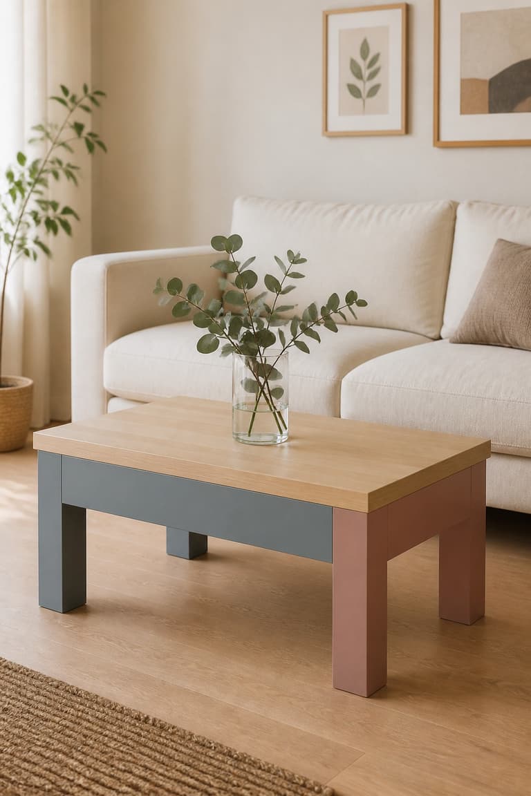 Table Lack IKEA customisée avec des plantes et de l’eucalyptus