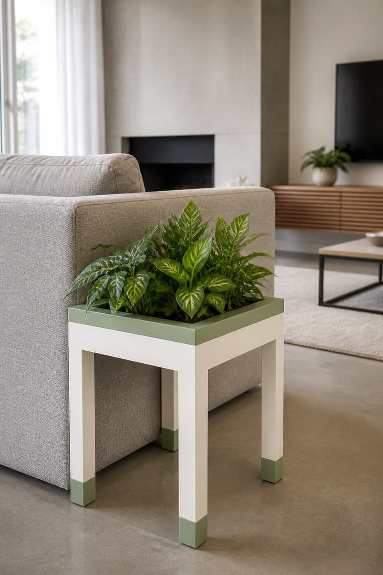 Table Lack transformée en jardinière pas chère