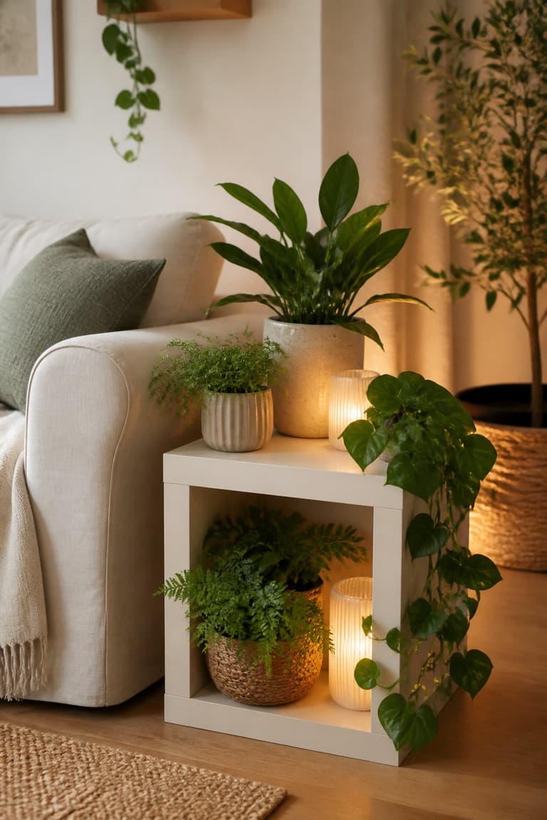 Table Lack utilisée pour créer un jardin intérieur