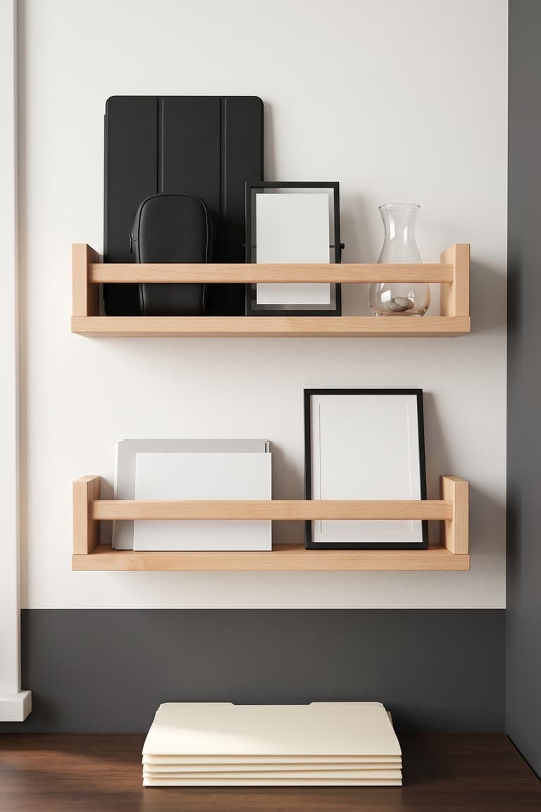 Étagères BEKVÄM utilisées comme rangement mural dans un bureau contemporain