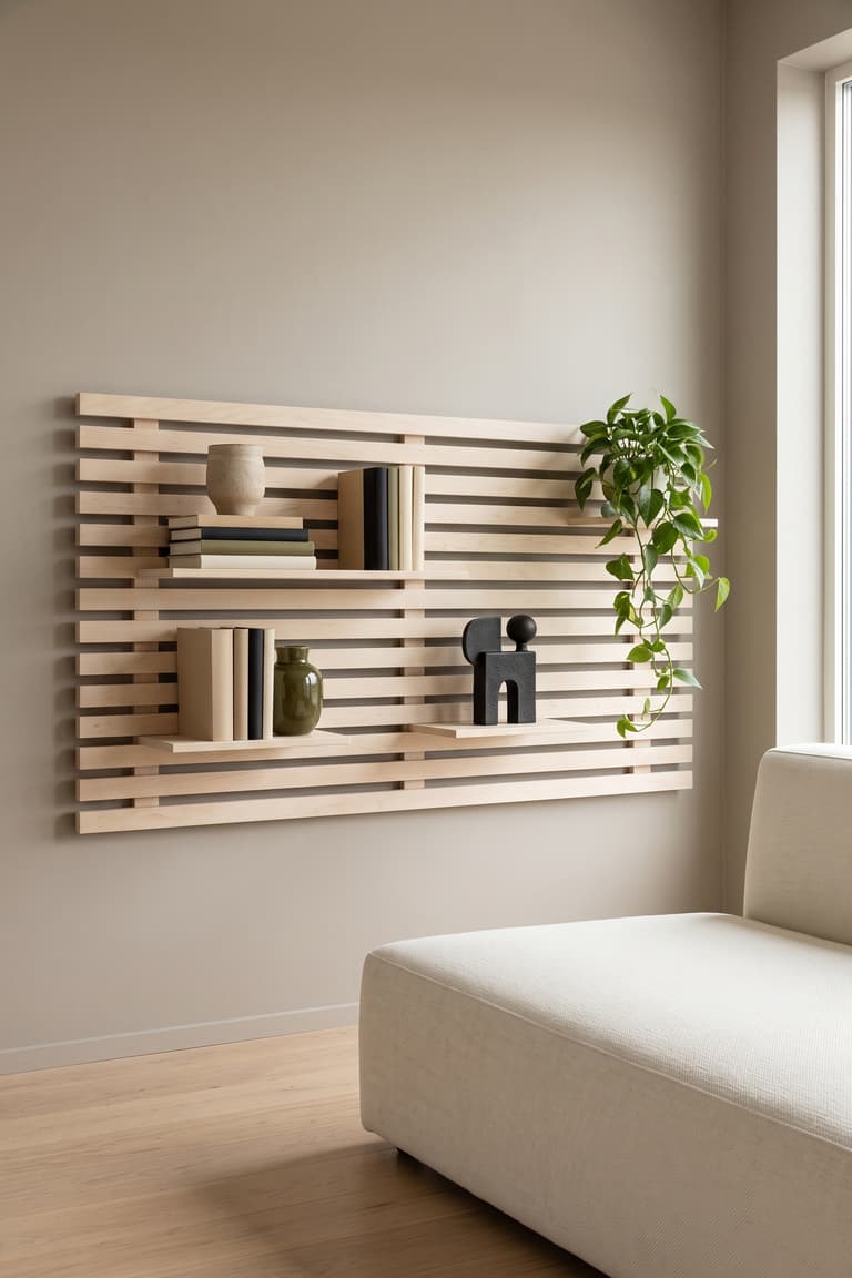 Étagères murales décoratives créées avec une tête de lit IKEA MANDAL