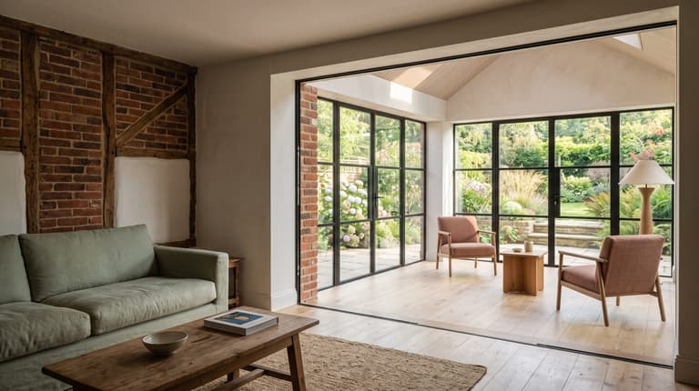 extension de maison harmonieuse reliée à la maison existante