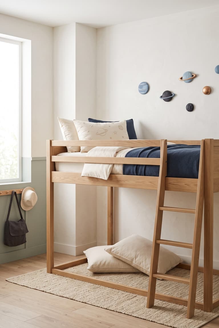 Lit KURA dans une chambre d’enfant inspirée de l’espace