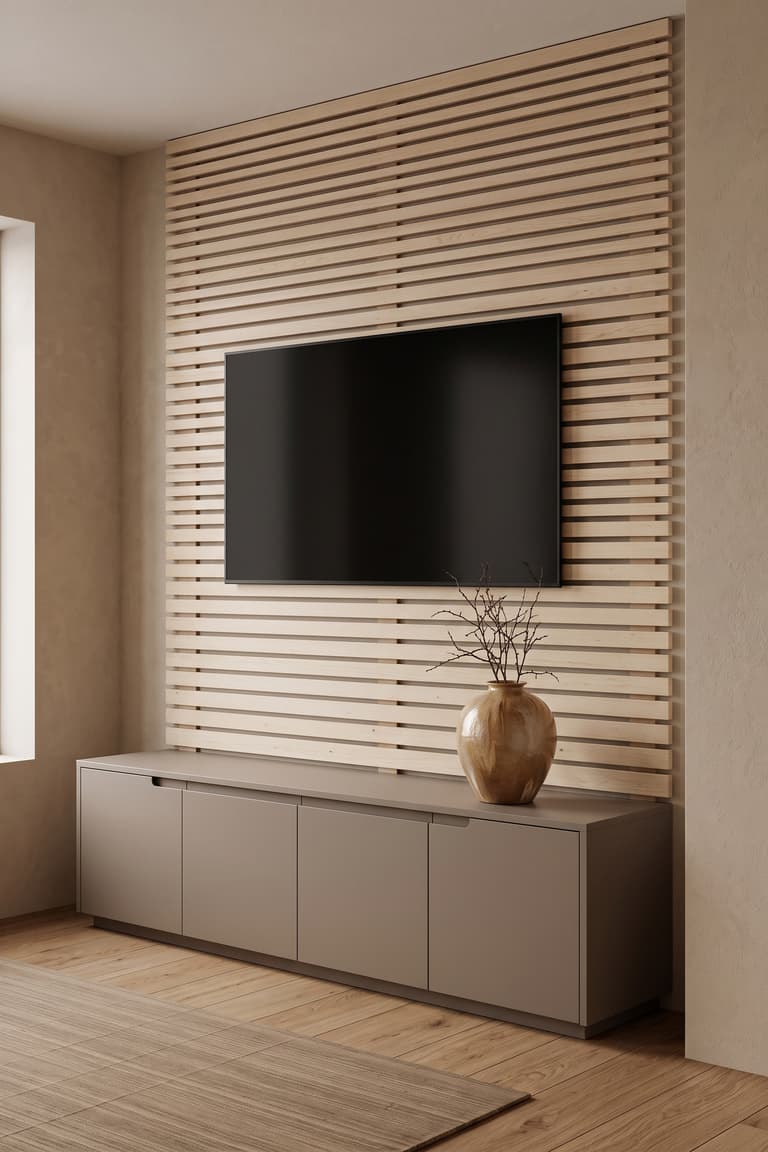 Panneau mural pour télévision réalisé avec une tête de lit IKEA MANDAL