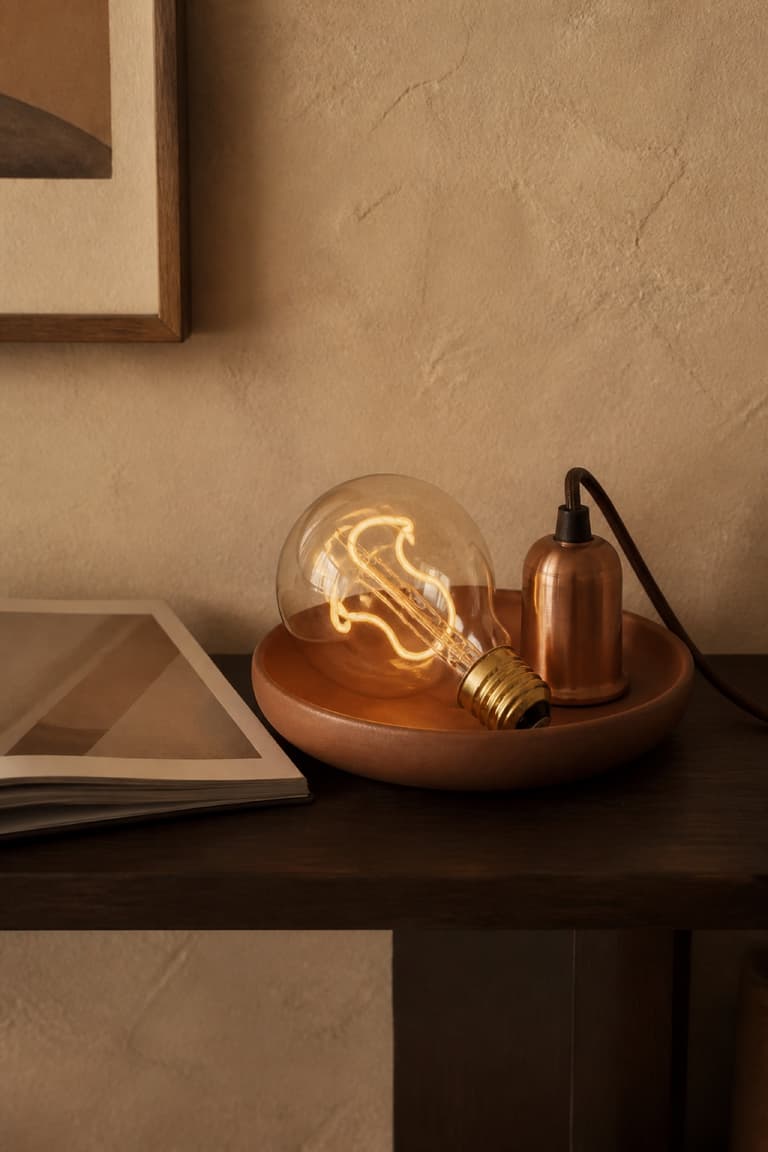 Ampoule décorative à filament dans un intérieur chaleureux