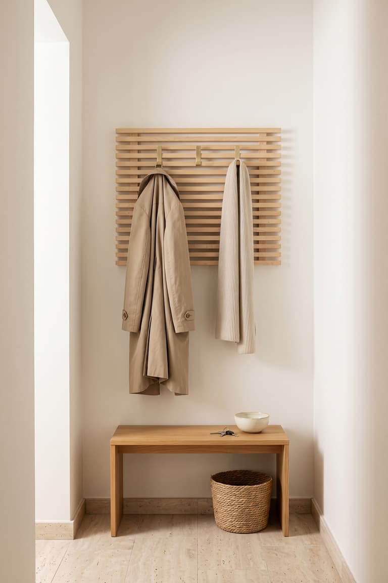 Porte-manteau compact en bois fabriqué avec une tête de lit MANDAL