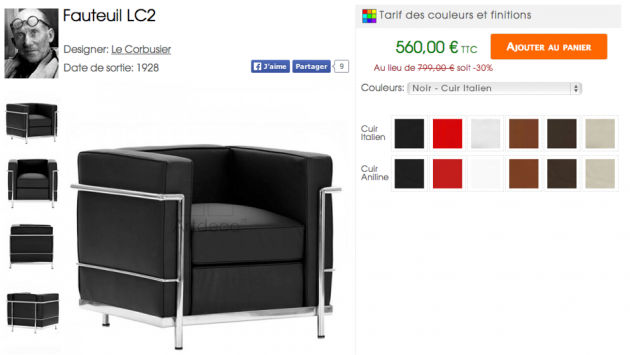 Fauteuil LC2 Starck à moins de 50 euros
