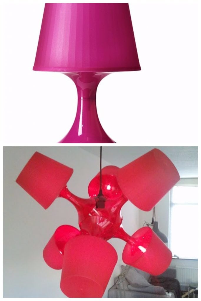 transformer un meuble IKEA facilement plafonnier rouge ikea hack lampe lampan lustre 