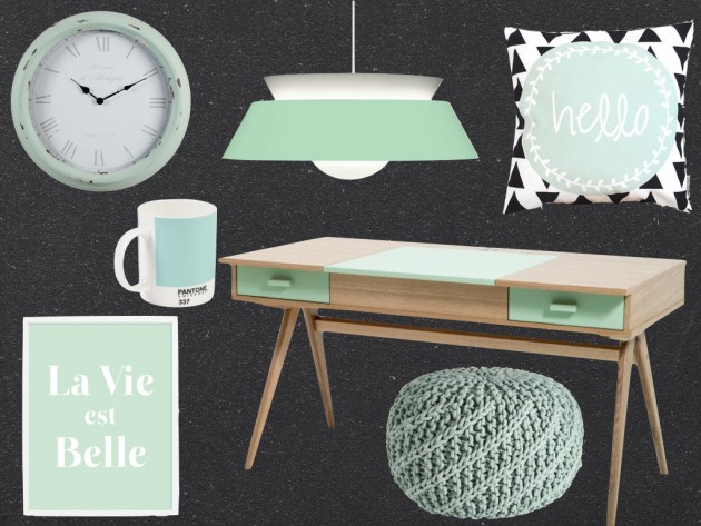 coin bureau décoration vert menthe