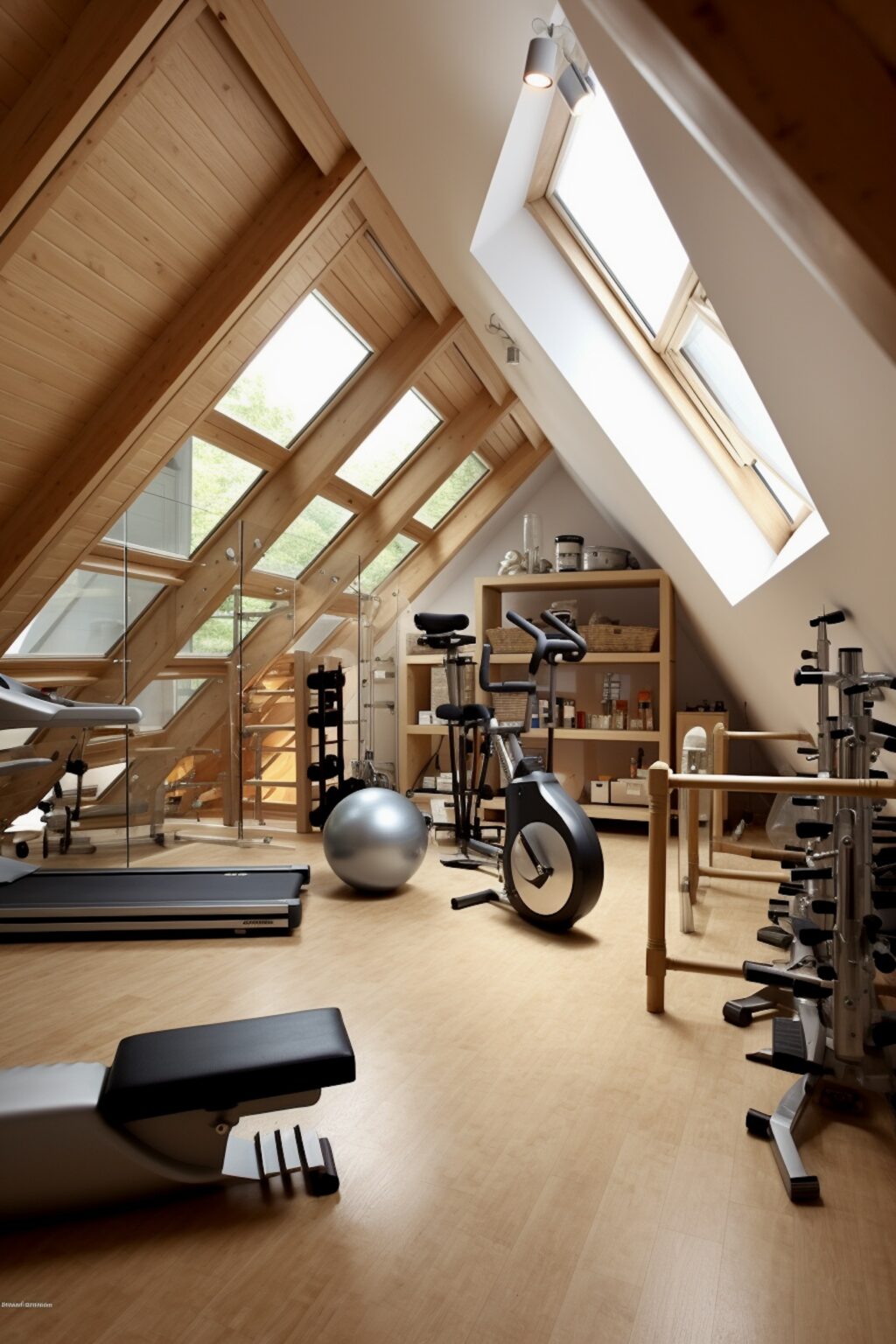 combles aménagés grenier salle de fitness sport
