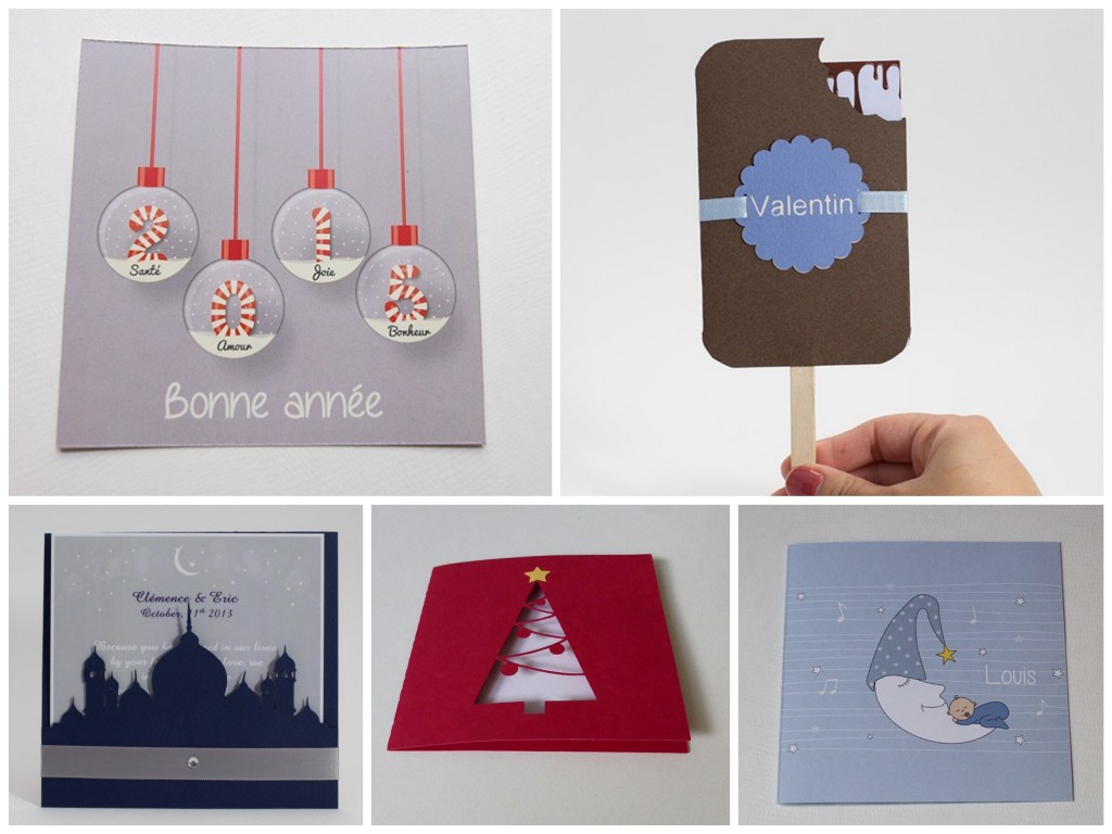 Carte de voeux fait main fanita. Faire part fait-main tableau en papier découpé