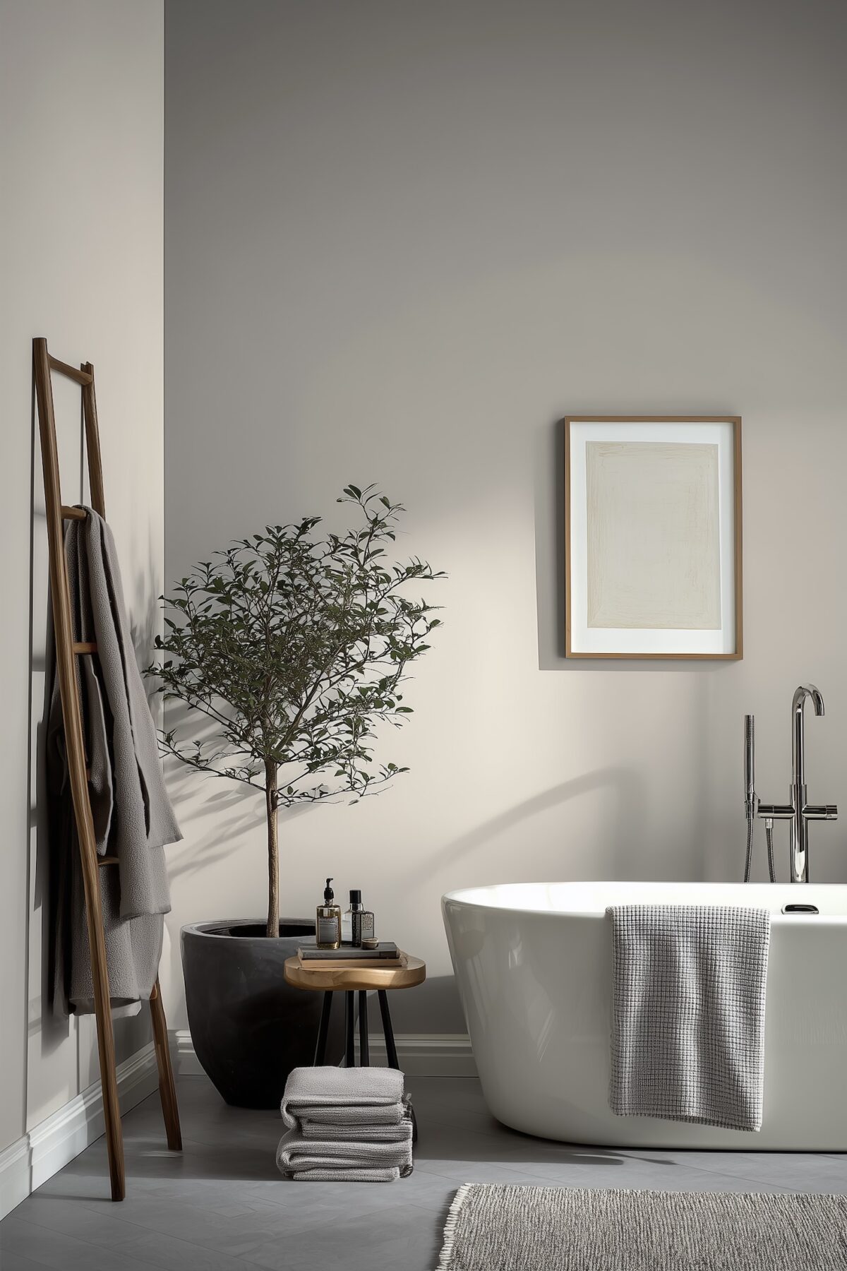 décoration salle bain peinture velours nature minimalisme