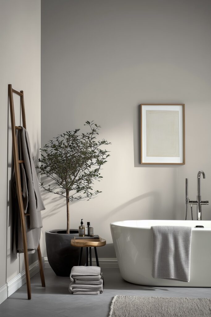 décoration salle bain peinture velours nature minimalisme