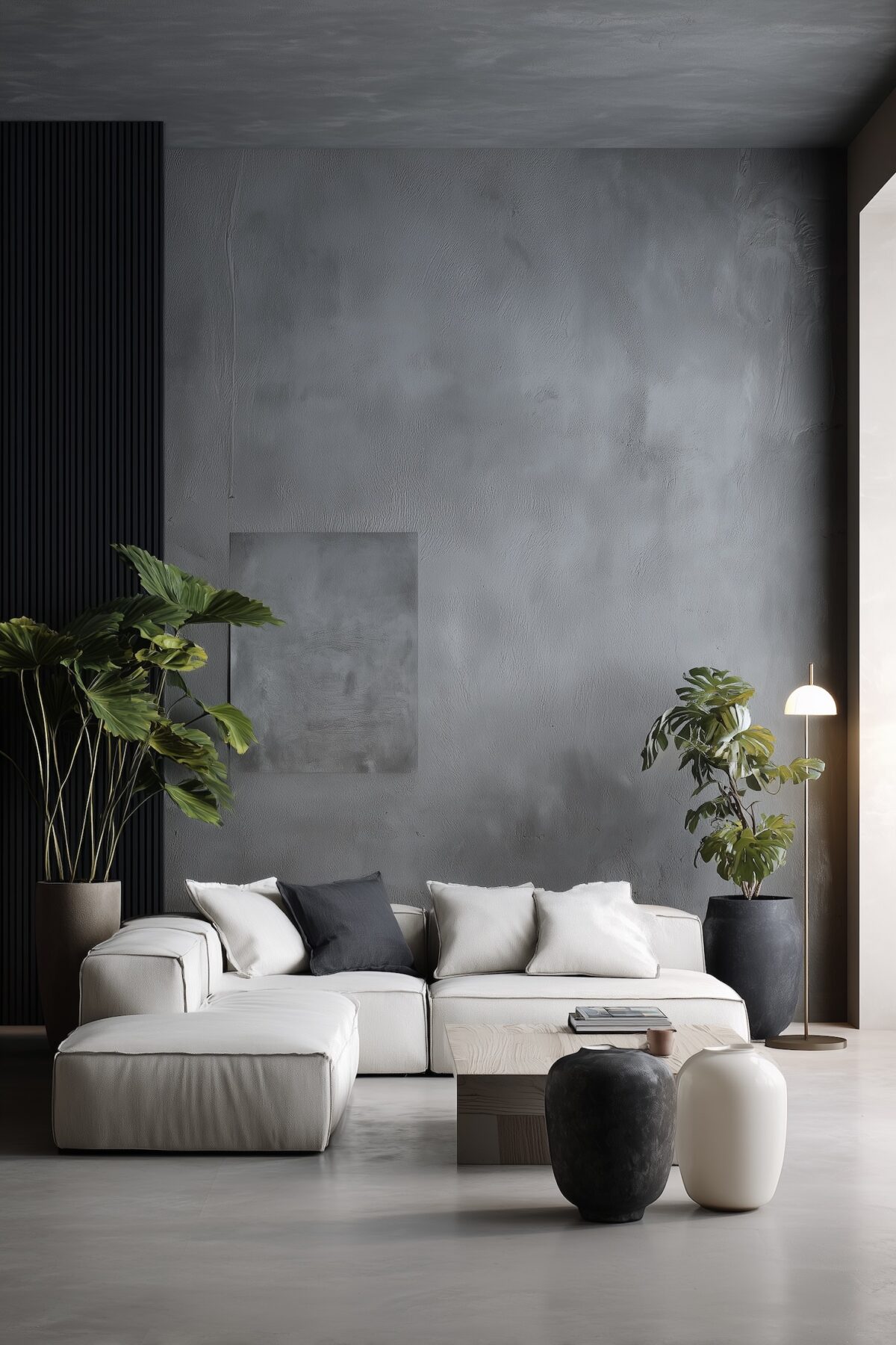 mur texture finition béton trompe oeil salon loft