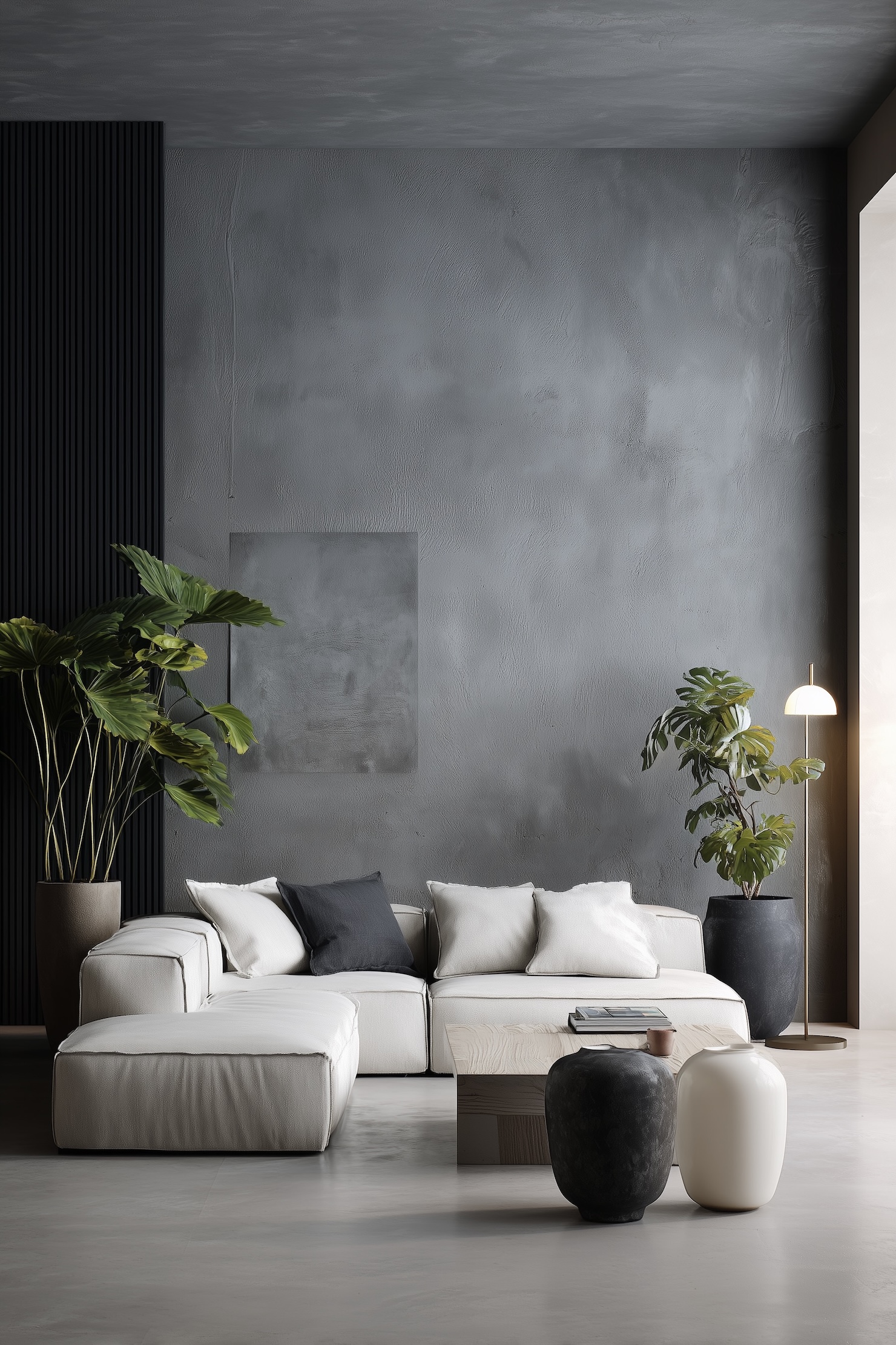 mur texture finition béton trompe oeil salon loft