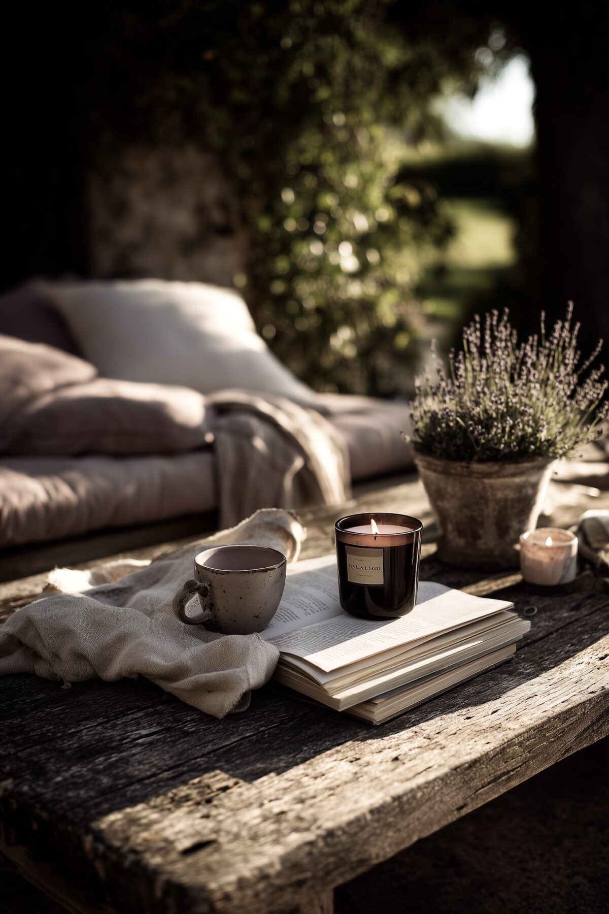 idée déco terrasse taupe bougie made in France