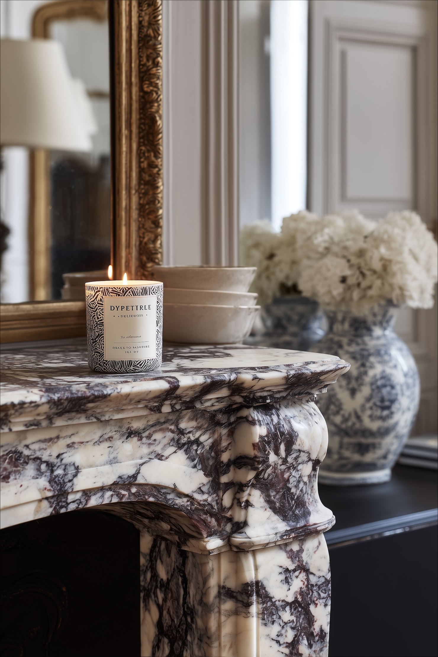 marbre cheminée blanche prune violette noire