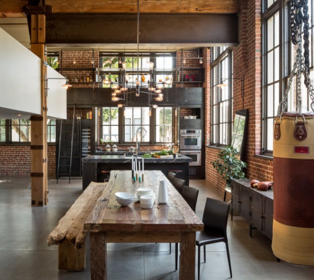 Salle à manger Cuisine style industriel. Intérieur, Table industriel.