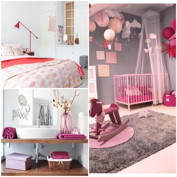 chambre déco rose bonbon et gris blanc