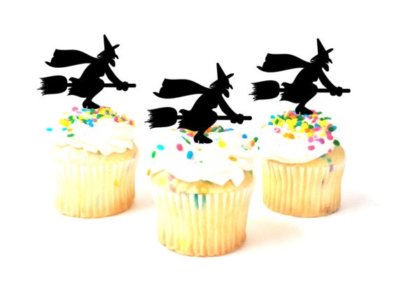 silhouette sorciere pour gateau cupcake.