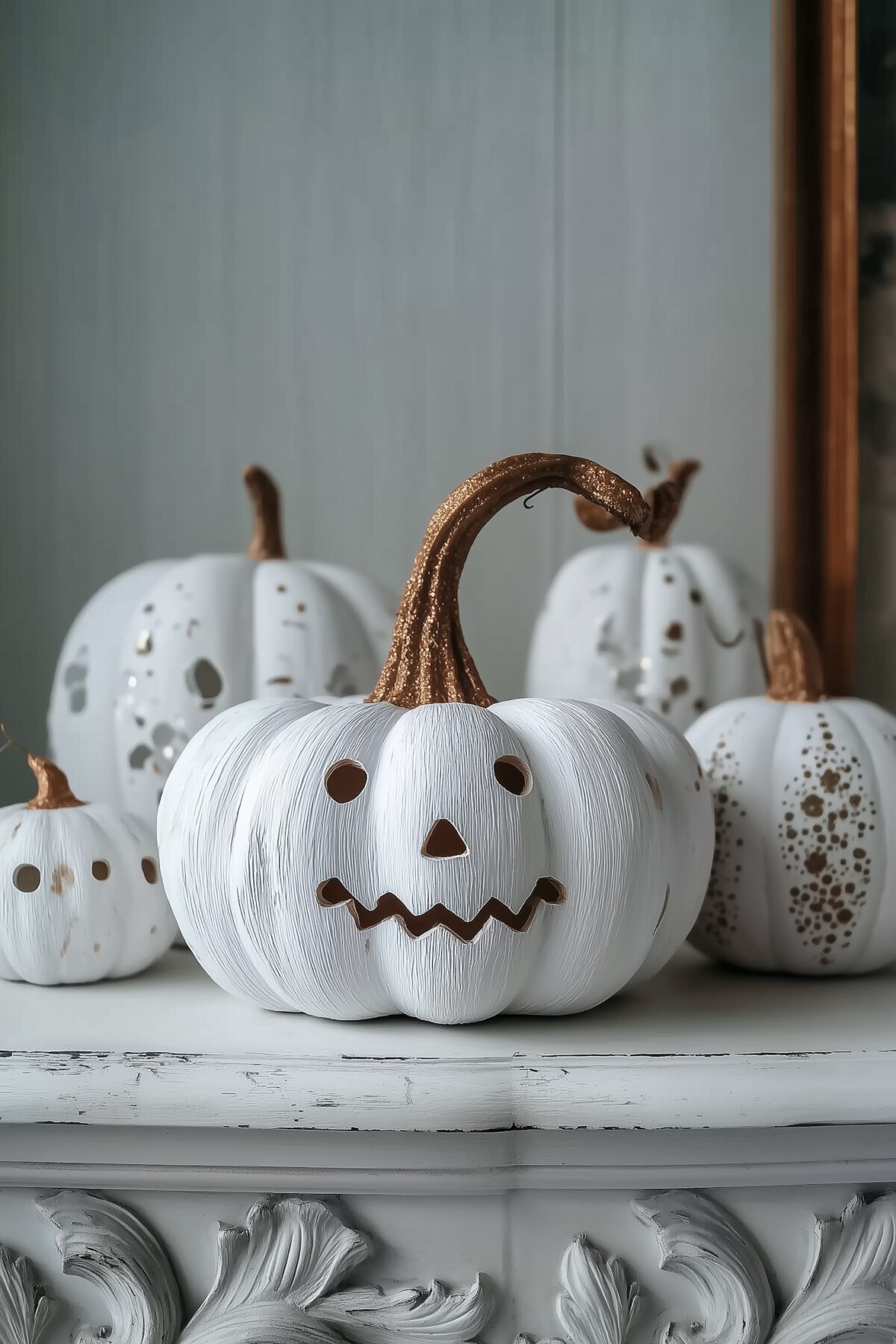 idée décoration blanche automne cheminée