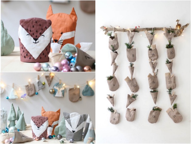 calendrier de l'avent dans les bois tissu