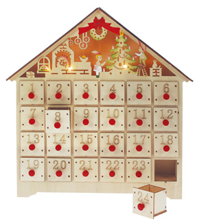 calendrier de l'avent maison en bois lumineux a remplir