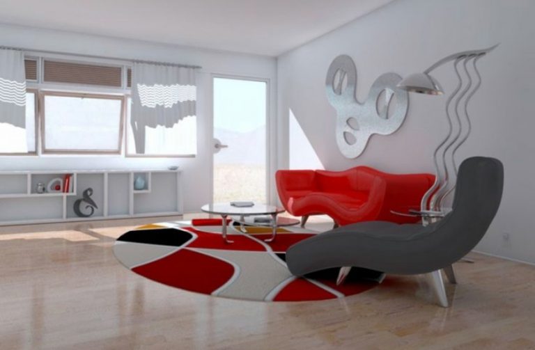 salon canape rouge idee moderne