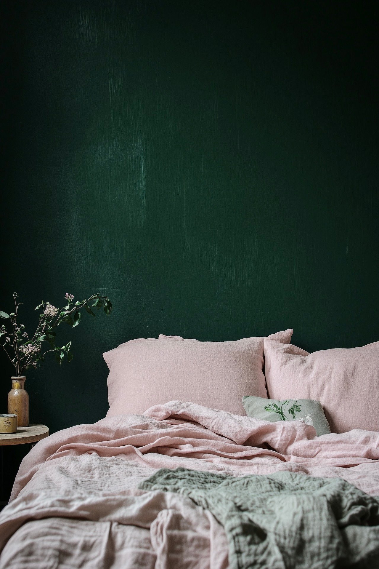 chambre mur vert Farrow reconnaître qualité draps en lin