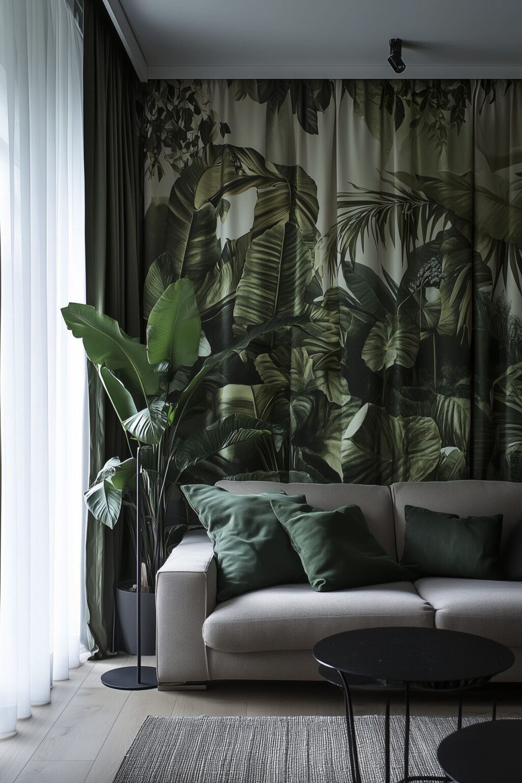 rideau tendance jungle séparation espace salon