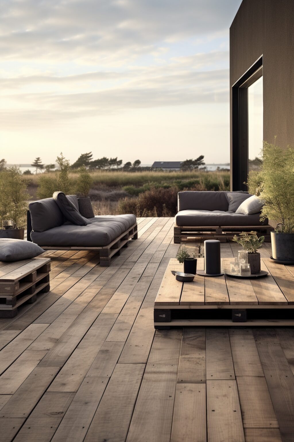 terrasse en bois face à la mer Bretagne