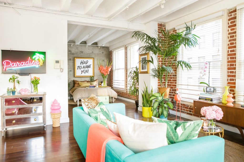 Urban jungle colorée appartement fluo multicolore