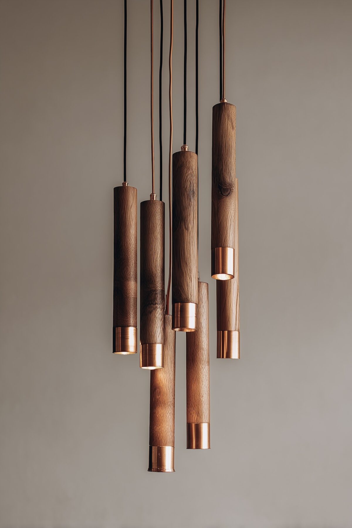 plafonnier bois cuivre multiples architecture