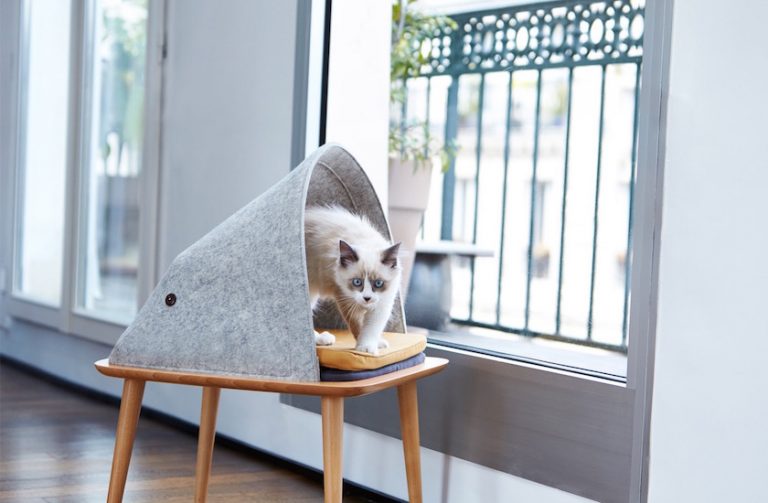 design animal litiere maison chat pied scandinave