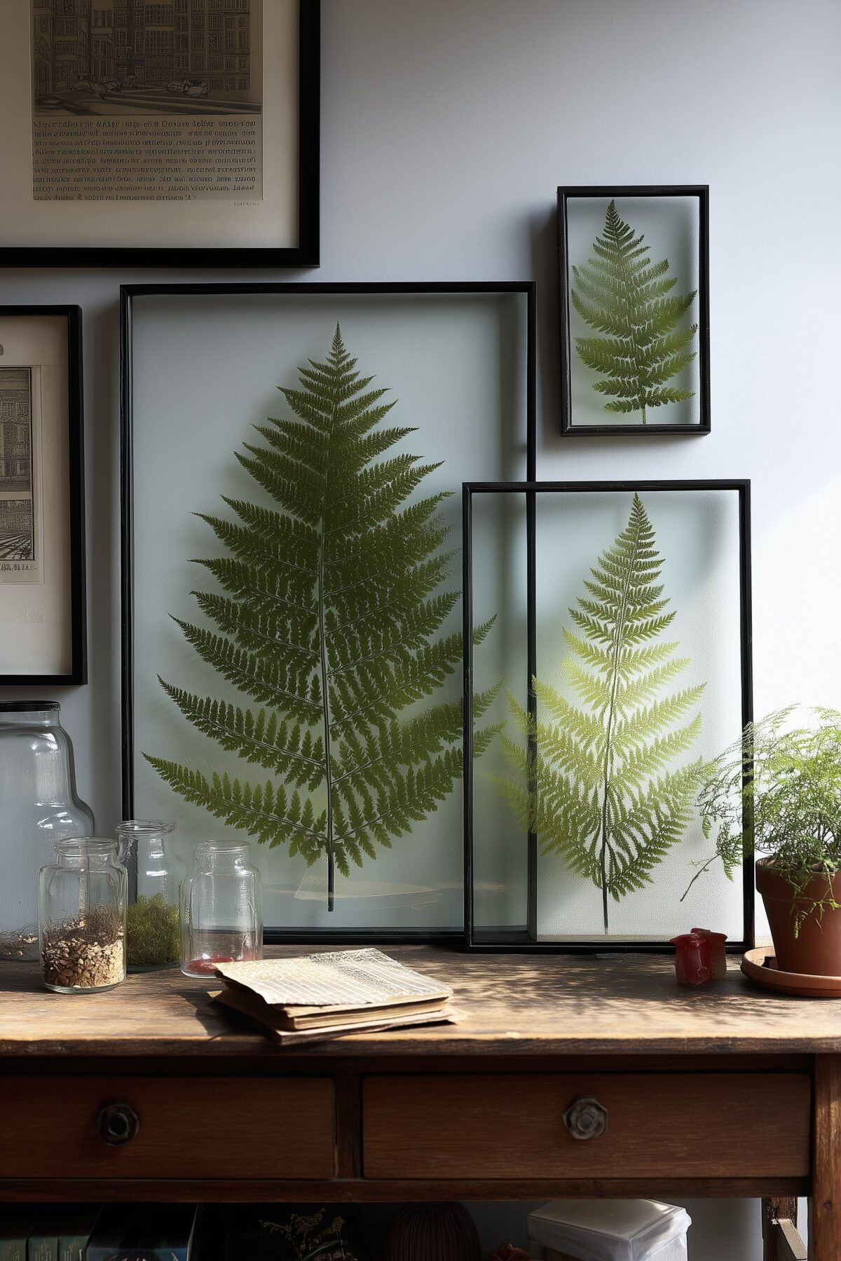 cadres verre déco nature diy feuilles de fougère