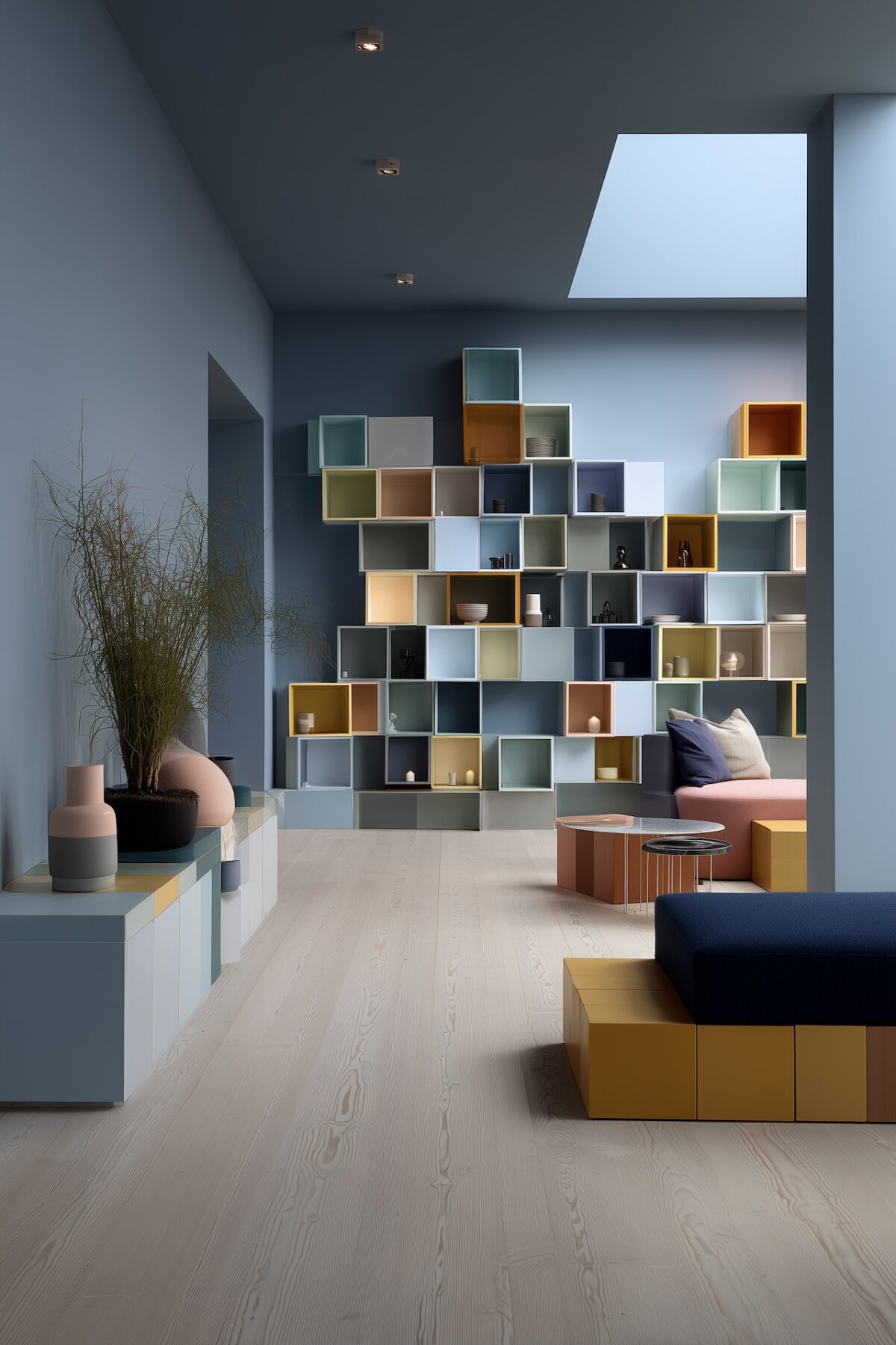 étagère cubes muraux multicolores bibliothèque sur-mesure diy