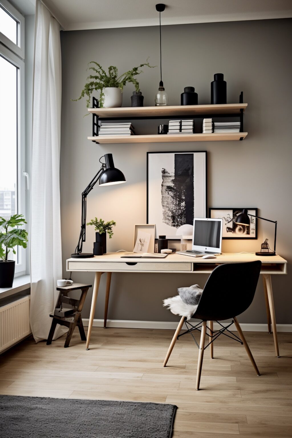 chambre ado stylée espace révision travail-ambiance-loft