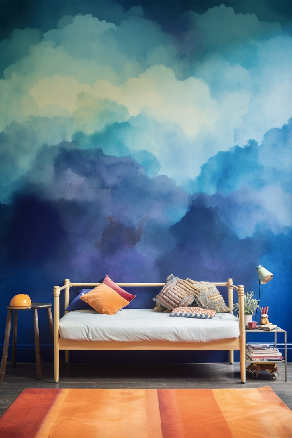 chambre enfant papier-peint tie and dye multicolore