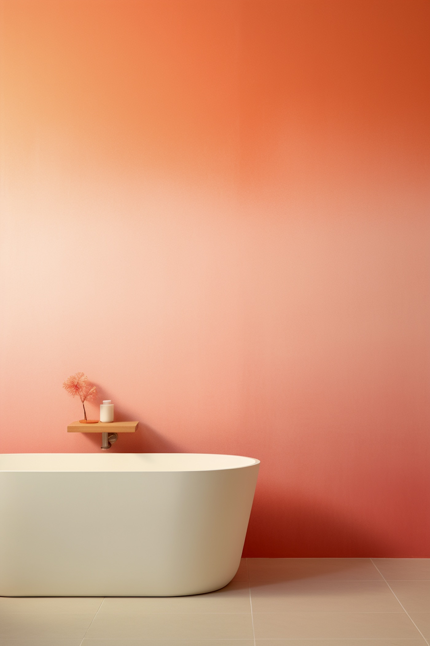 salle de bains peinture dégradé surprenant orange coral fushia
