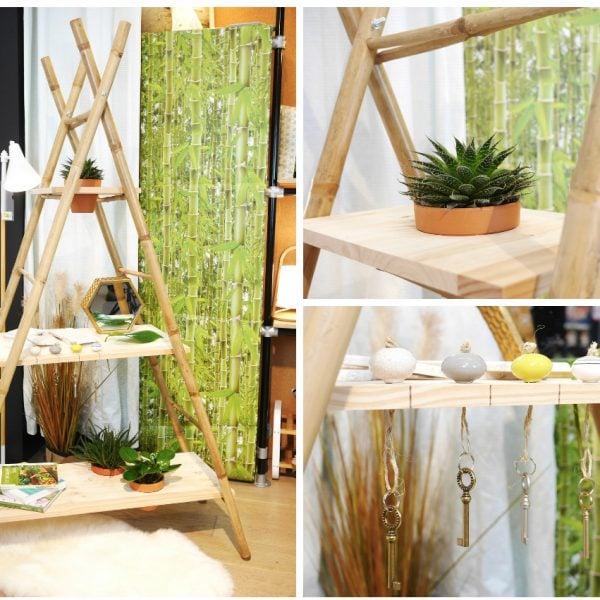 idée de fabriquer une étagère échelle à partir de leurs jolis porte-serviettes en bambou