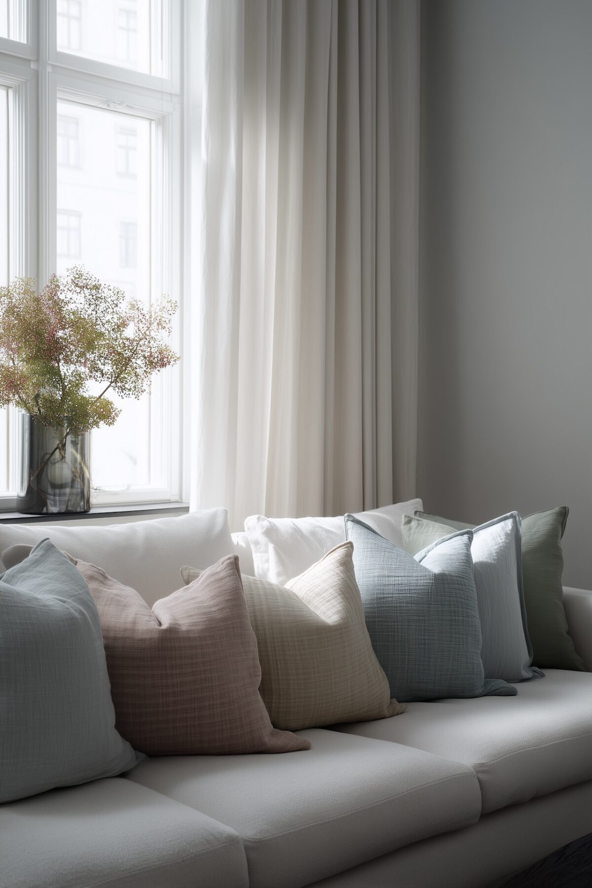 coussins lin palette douce arc en ciel salon lumineux