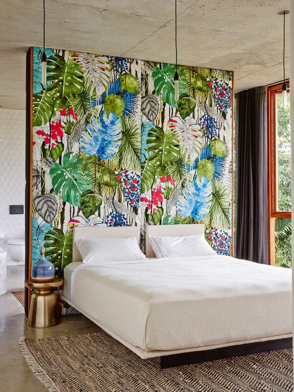 chambre tropicale mur multicolor