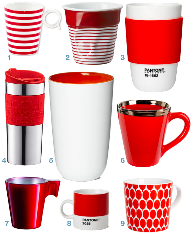 deco cuisine blanche et rouge tasse mug