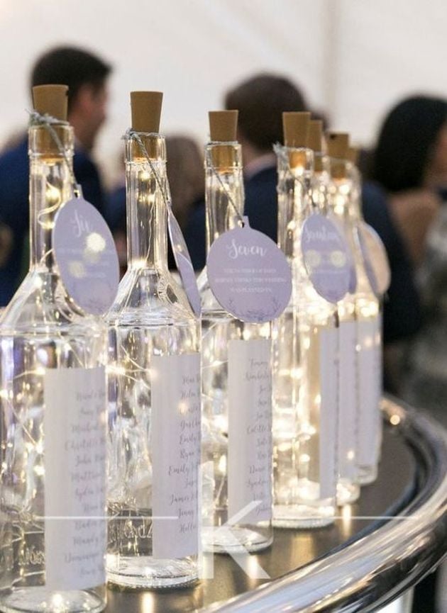 table bouteilles recyclage verre lumière centre table papier autocollant lumineux joli diy